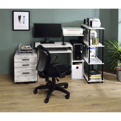 Moon Antique White & Black Finish Computer Desk