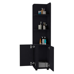 Wenge 2-Door Cabinet with 3 Corner Shelves