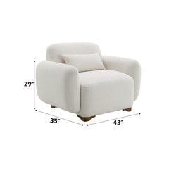 Aeneas Beige Boucle Accent Chair with 1 Toss Pillow