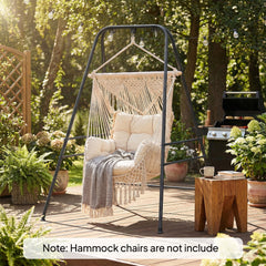 Hammock Chair Stand  Indoor and Outdoor Use with Anti-Slip Foot Pads, 2 Carabiners, Black