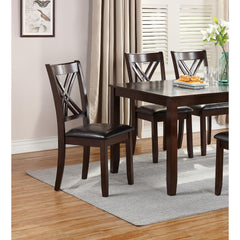 7pcs Dining Set Dining Table 6 Side Chairs Clean Espresso Finish Cushion Seats X Design back Chairs