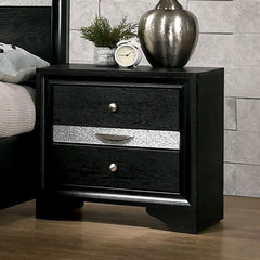 Contemporary Black 1pc Nightstand Nickle round Knob Handles English Dovetails Hidden Drawer Bedside Table