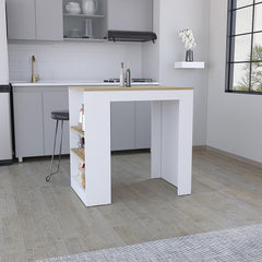 Agamemnon Kitchen Island with 3-Side Shelves