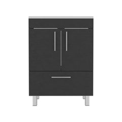 Hector Single Bathroom Vanity, Double Door Cabinet, One Drawer -Black