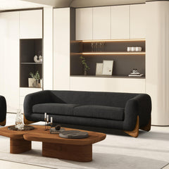 Vista 90.5" Sherpa Sofa, Ebony Black Boucle