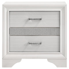 White 2-drawer Nightstand with Hidden Jewelry Tray