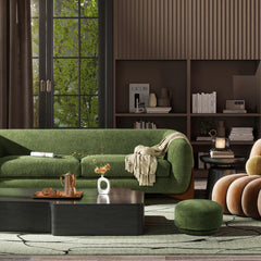 Tale 15" Mushroom Footstool Ottoman, Moss Green Fleeced Teddy