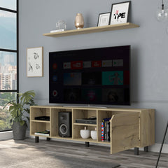 Lyric Tv Stand for TV´s up 70", Four Open Shelves, Five Legs -Light Oak