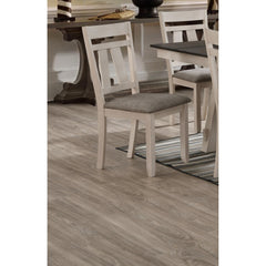 Cottage Style Dining Side Chair 2pc Set Upholstered Seat Chalk Gray Dining Room Wooden Furniture Transitional Design