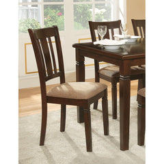 Transitional Style Dining Chair 2pc Set Wooden Frame Espresso Finish Fabric Upholstered Seat Kitchen Dining Furniture