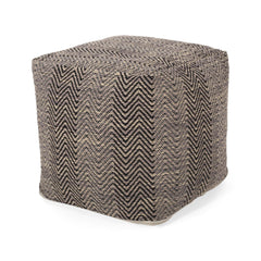 Neptune Handcrafted Cotton Pouf, Brown and Beige