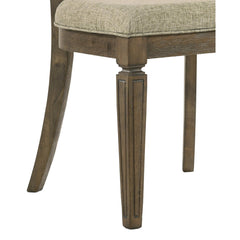 Aphrodite Light Brown Fabric & Weathered Oak Finish Side Chair (Set of 2)