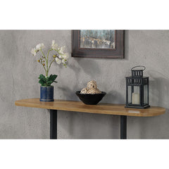 1pc Sofa Table Industrial Style U-Shape Base Replicate Wood Top Rustic Oak And Sand Black Finish Powder Coated Frame