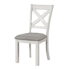 Modern Simple Rustic White Oak 2pc Side Chairs Dining Room Furniture Cross Back Cushion Seat Chair