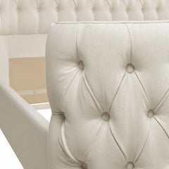 Apocalypse King Tufted Panel Bed Headboard and Footboard Set, Light Beige Linen