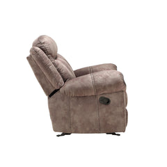 Haven Two Tone Chocolate Velvet Recliner Loveseat w/USB Port & Console