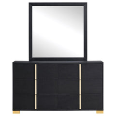 Treasury Black 6-drawer Dresser with Mirror