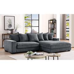 Odysseus Oversized Two-Piece Right Facing Sectional Couches for Living Room, 102.4-Inch L Shaped Sofa with Chaise, Upholstered with Corduroy Fabric, Dark Grey