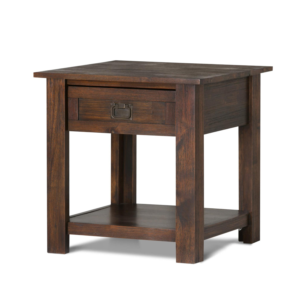 Hector - End Table - Distressed Charcoal Brown