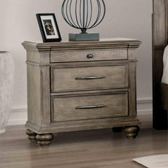Zenith Oak Finish Nightstand Round knob Ball Bearing Glide Bun Feet Transitional Bedroom Furniture
