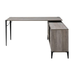 Gallery Gray Oak & Black Finish Writing Desk with a Cabinet