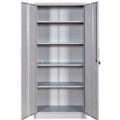 Apocalypse Furniture Direct Ironclad 71" Metal Storage Cabinet with Locking Doors and 4 Adjustable Shelves, Heavy-Duty Steel Cabinet for Garage, Laundry, Office, or Warehouse, Gray