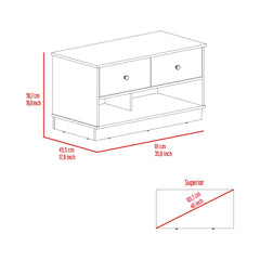 Saturn Storage Bench, Two Open Shelves, Two Drawers -Black