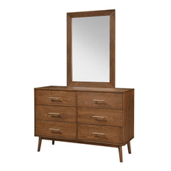 Fable 1pc Dresser Only Solid wood Nickle Bar Pulls 5-Drawers Storage Round Tapered Legs Bedroom Mid-Century Modern Style
