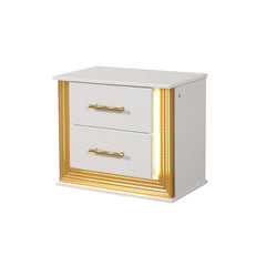 Epimetheus Contemporary Style 2-Drawer Nightstand Made with Wood & Gold Finish