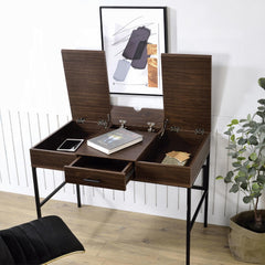 Perseus and Black 1-Drawer Writing Desk with USB Port
