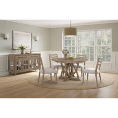54" Round Dining Table with 18" Removable Leaf Expands 72" - Mindi Veneer