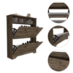 Eternity Shoe Rack, Superior Top, One Open Shelf, Two Extendable Shelves -Dark Brown