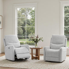 Chronicle 30" Swivel Power Recliner Arm Chair Heathered Light Gray Polyester