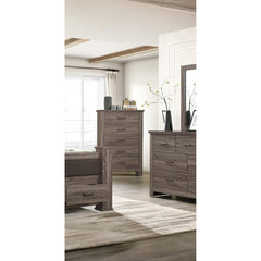 Natural Finish Striking Wooden 1pc Chest Of Drawers Storage Bedroom Furniture Rustic Gray Oak / Brown Finish