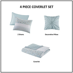 Harmony 4 Piece Seersucker Quilt Set with Throw Pillow