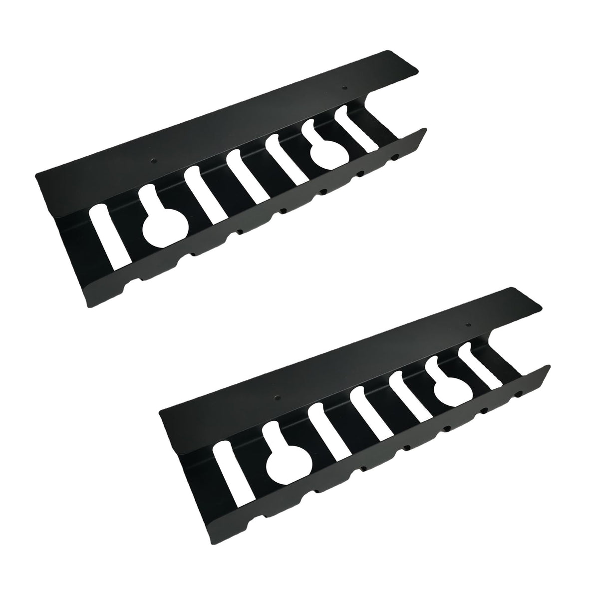 2PC Metal under desk table mount cable management rack ventilation and cord control slots Black
