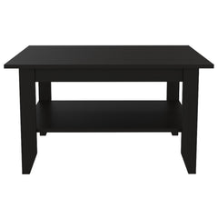 Halo Coffee Table, One Shelf, Four Legs -Black