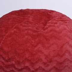 Faux Fur Bean Bag Chair, Red-3ft Cozy and Stretchable Fabric Lounger for Children and Adults with Easy-Clean Cover, Comfortable Faux Fur Seating for Bedrooms, Filled with Shredded and Memory Foam.