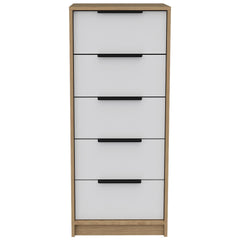 Lyra 5 Drawer Dresser, Vertical Dresser -White / Pine