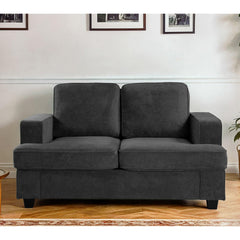 Modern Velvet Loveseat, Comfortable 2 Seater Couch with Deep Seating and High-Density Foam, Loose Back Cushions, Wide Arms, Living Room Furniture for Home, Apartment, Office, Black