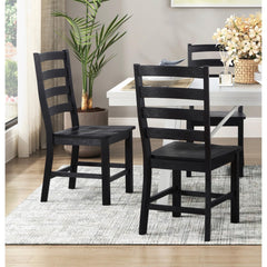 Contemporary Black Finish Side Chairs Set of 2 Dining Wooden Kitchen Dining Furniture Casual Style