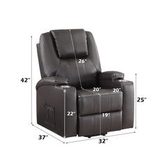 Brown Leather Recliner Aire w/Power Lift & Massage