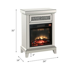 Infinity Mirrored & Faux Diamonds Fireplace(Assembled)
