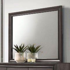 Gray Color Dresser w Mirror Set Hidden Jewelry Drawer English Dovetail Silver Accents Round Knobs Bedroom Furniture