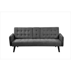 72" Sleeper Sofa Bed - Convertible Folding Backrest to Full Bed with Cup Holder & Drop-Down Table - Space Saving Linen Sofa for Small Spaces - Easy Assembly, Dark Grey