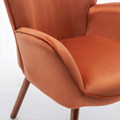 Mid-Century Modern Wingback Accent Chair, Button-Tufted Polyester Fabric Armchair with Solid Wood Splayed Legs for Living Room Bedroom Home Office