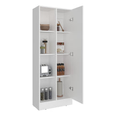 Apocalypse Multistorage Pantry with 4 Open Storage Shelves and a Single Door Cabinet for Hidden Storage, Multipurpose Organization Pantry for Kitchen, Linen or Laundry