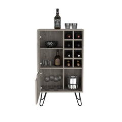 Record L Bar Cabinet, Eight Built-in Wine Rack, Single Door -Light Gray