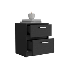 Nightstand Chequered, Two Drawers, Black Wengue Finish