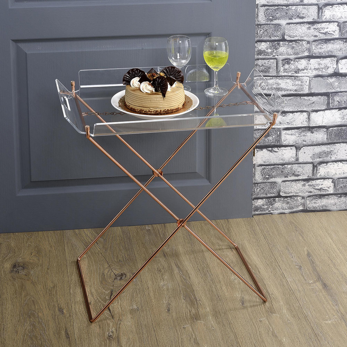 Hermes and Copper Tray Table with Removable Tray